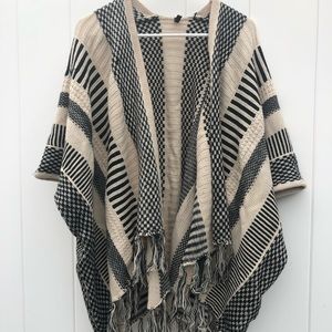 Knit open front poncho